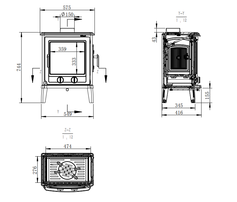 Sobă Nordflam Breno, 10kw, 100mp