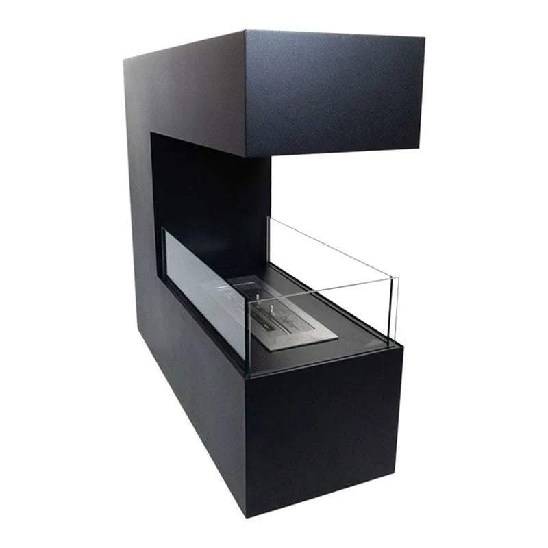 Șemineu pe Biocombustibil Topeka Negru - 3 Fețe din Oțel