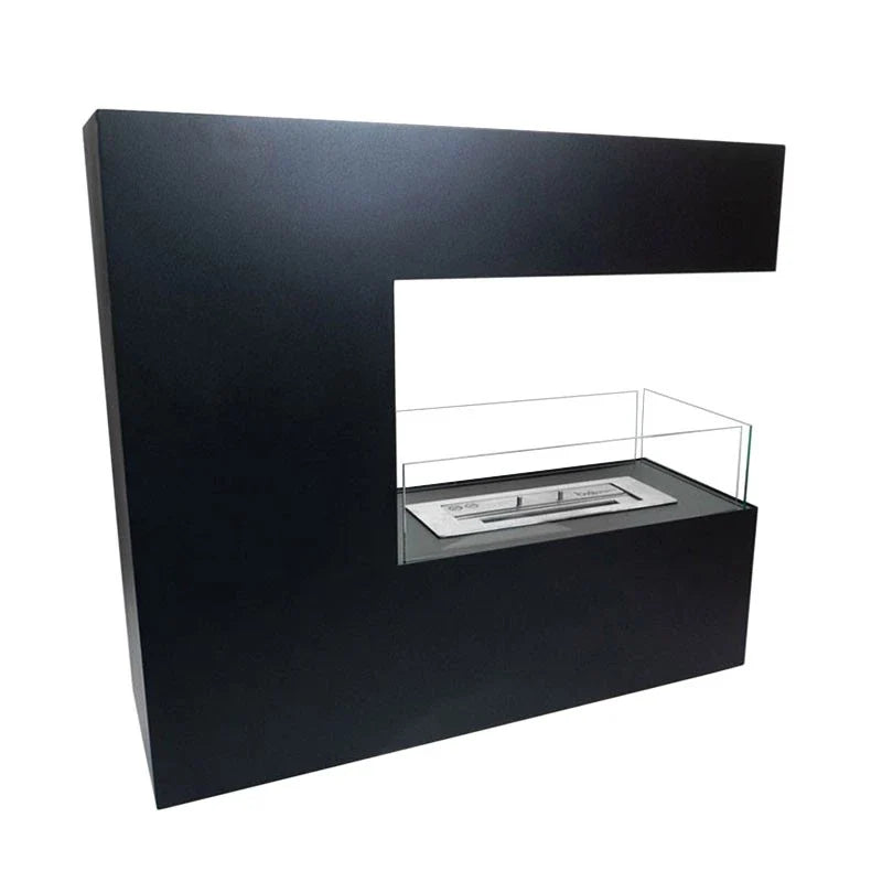 Șemineu pe Biocombustibil Topeka Negru - 3 Fețe din Oțel