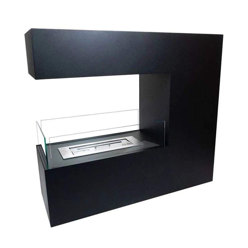 Șemineu pe Biocombustibil Topeka Negru - 3 Fețe din Oțel