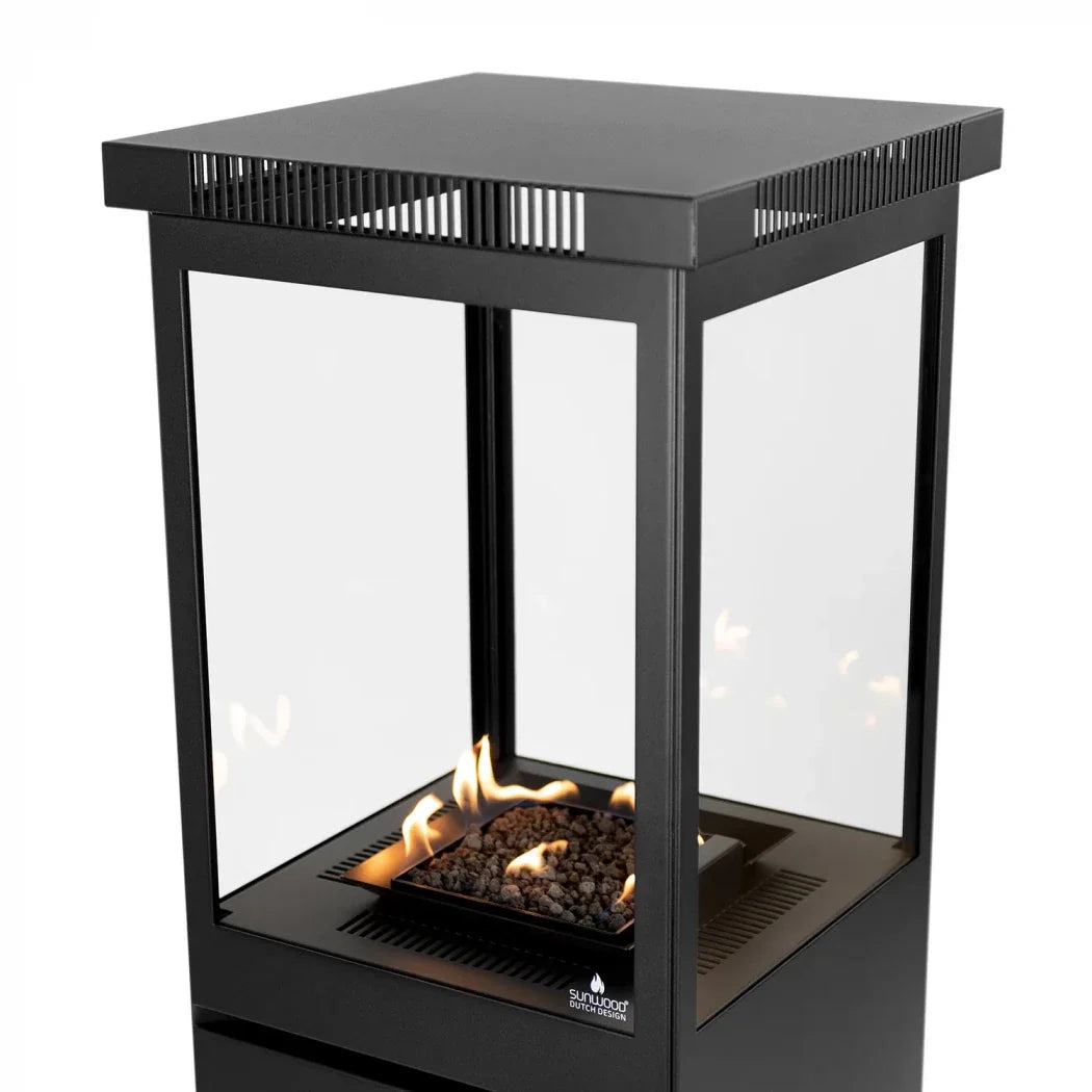 Marino Original - Șemineu pe Gaz Negru Mat pentru Exterior, Portabil și Elegant