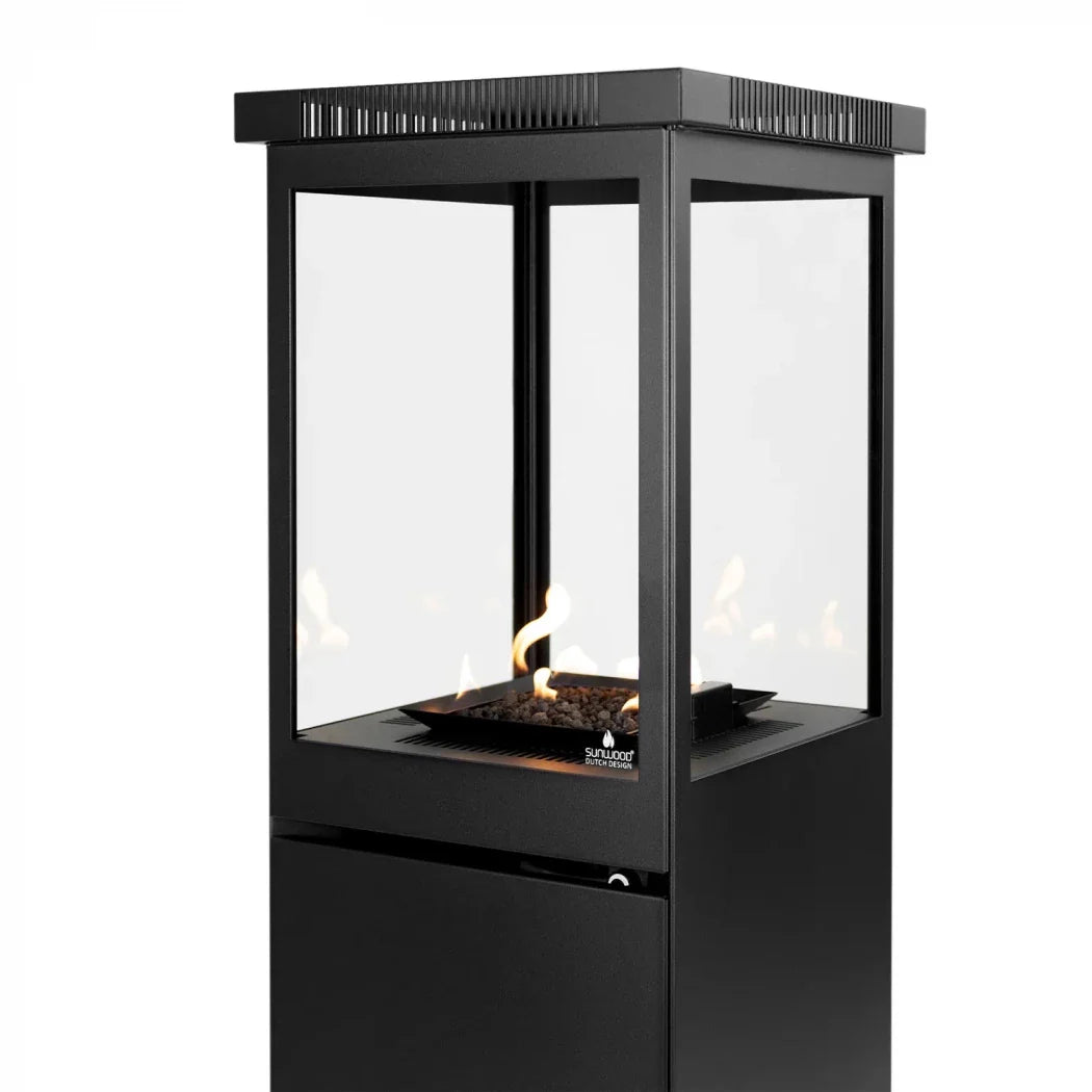 Marino Original - Șemineu pe Gaz Negru Mat pentru Exterior, Portabil și Elegant