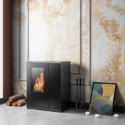 Termosemineu pe lemn/peleti TEBA TP-30, 30 kW, randament 92%, buncar peleti 25 kg, diametru cos fum 100 mm, 1002 x 900 x 540 mm