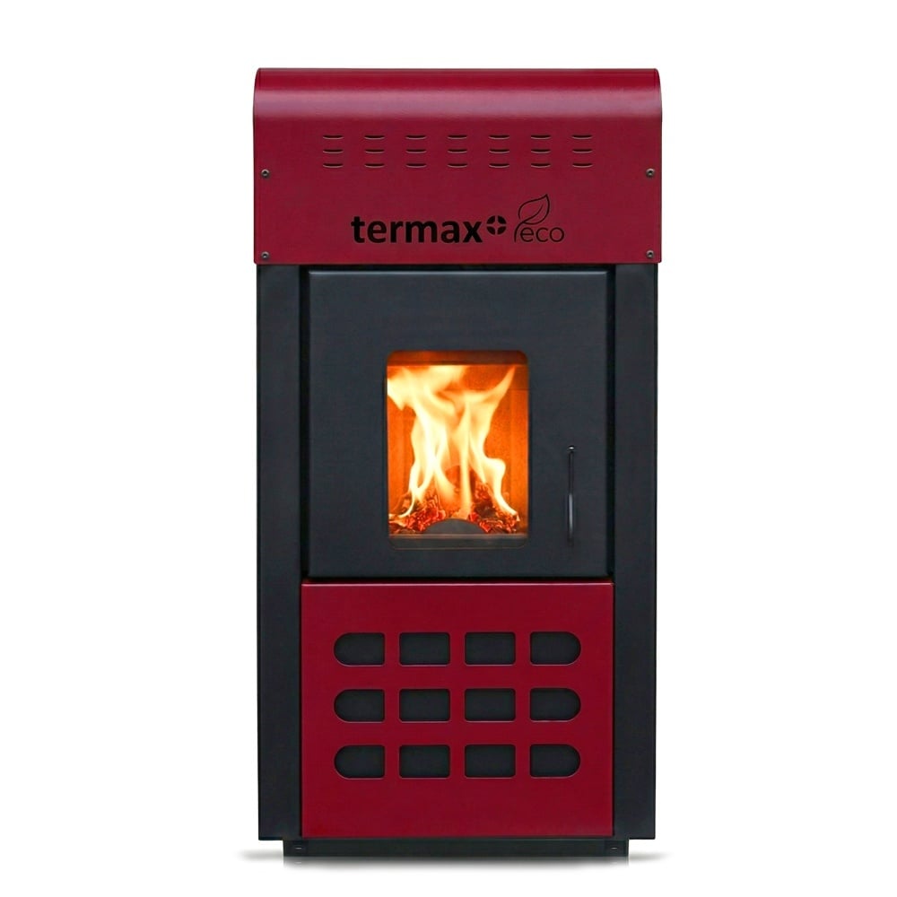 Termax Kamin ECO 25kW Pellet Fireplace Boiler - 160sqm Heating Capacity, 45kg Hopper, 42L Water Volume, Bordo