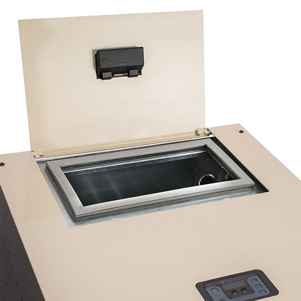 Termosemineu pe peleti Termax Kamin ECO 25 kW pentru incalzire centralizata, 160 mp, 45 kg buncar, Crem