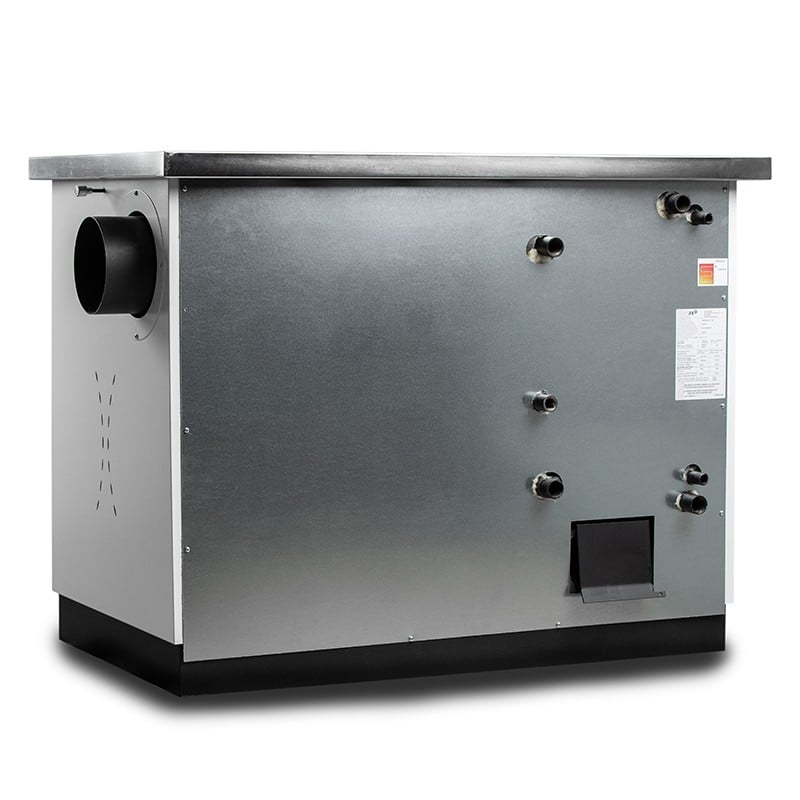 Termosoba pe lemn Termax Maria 25 kW din otel, evacuare pe dreapta, cuptor, design modern si functional, 150 mp, Alb