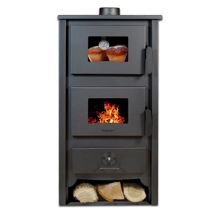 Termosoba pe lemn Termax Codru, 24.43 kW, cuptor integrat, randament 85.10%, 155 m², Antracit