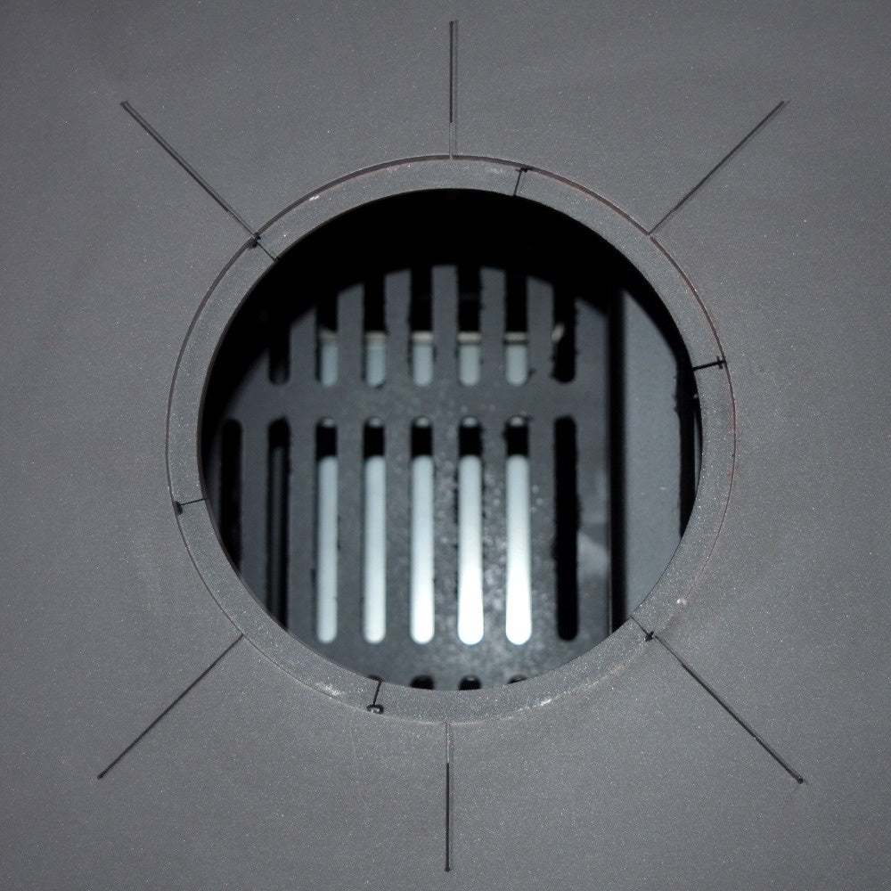 Termosoba pe lemn Termax Maria 35 kW din otel, evacuare pe dreapta, cuptor, design modern si functional, 230 mp, Bordo