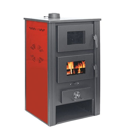 Termosoba pe lemn Termax Zorile, 24.43 kW, cuptor integrat, randament 85.10%, 155 m², Rosu