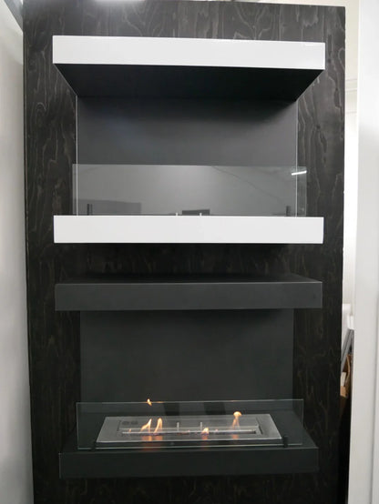 Dakota Negru - Bioșemineu de Perete pe 3 Fețe, 80 cm, Arzător Manual 3.5L, Până la 7.5 Ore Autonomie