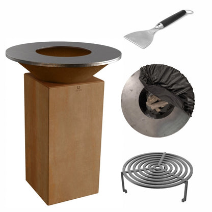 Set Gratar OFYR ORIGINAL Corten 75 cu vatra de gatit pe lemne + Gratar + Husa + Racleta