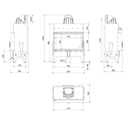 Focar semineu FLOTEK 10kW