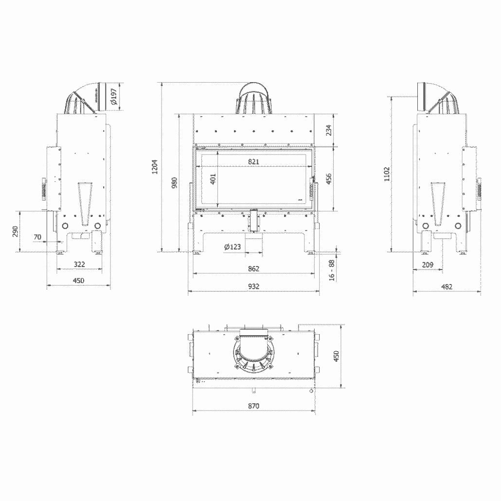 Focar semineu Flotek 12kw samota neagra