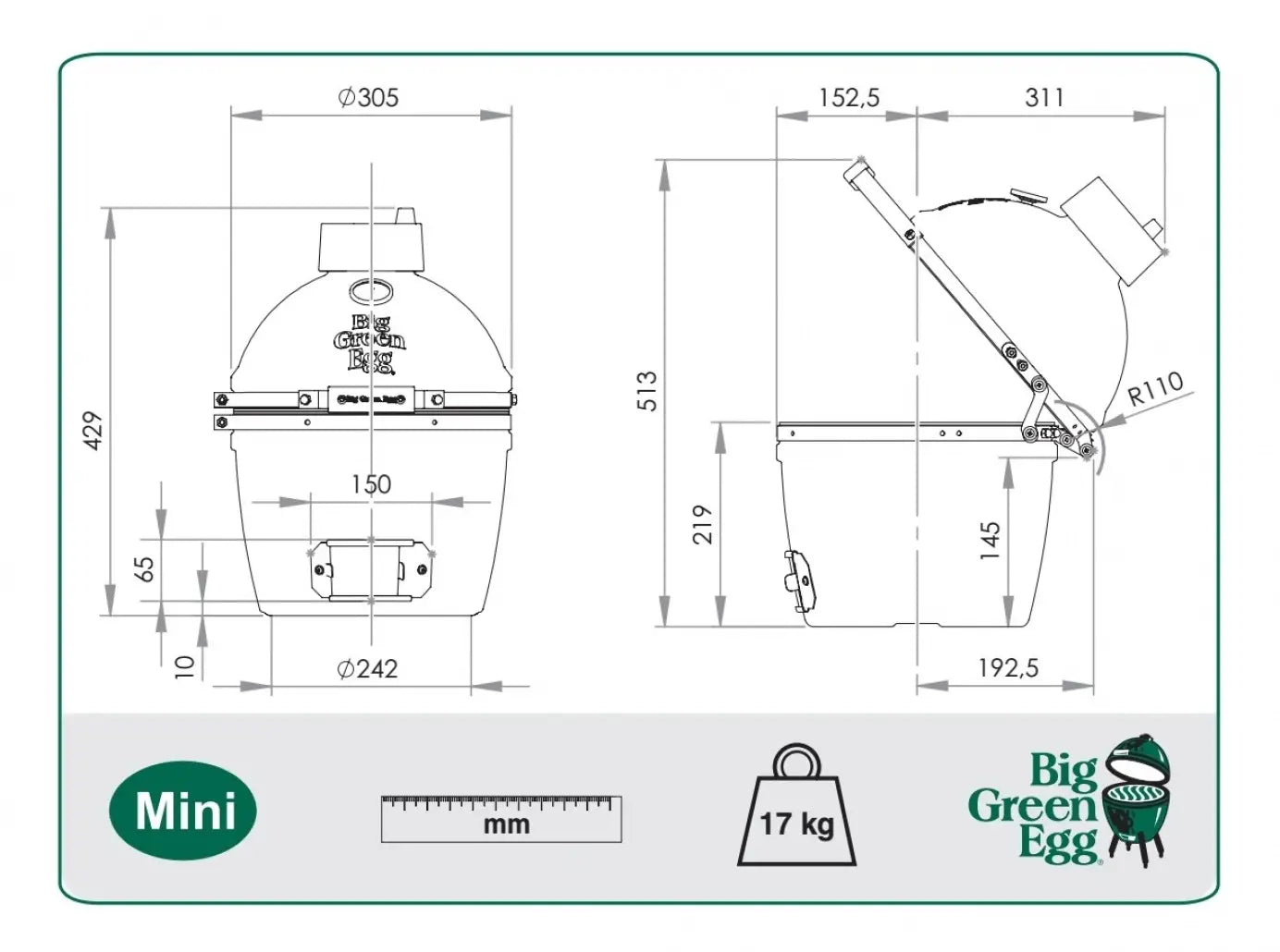 Mini - Kamado Ceramic Big Green Egg