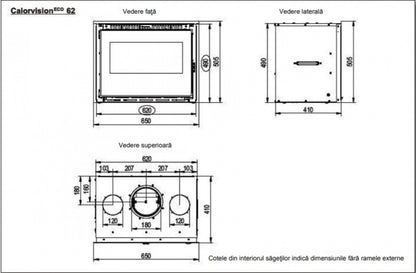 Focar otel samotat Calorvision 62 / 7kw - cu ventilator