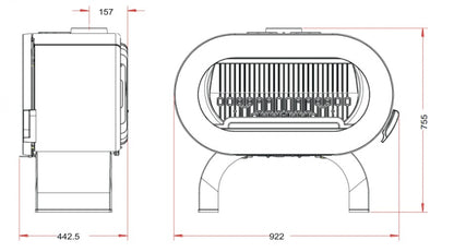 Soba fonta Fifty Arche 10kW - Rosu