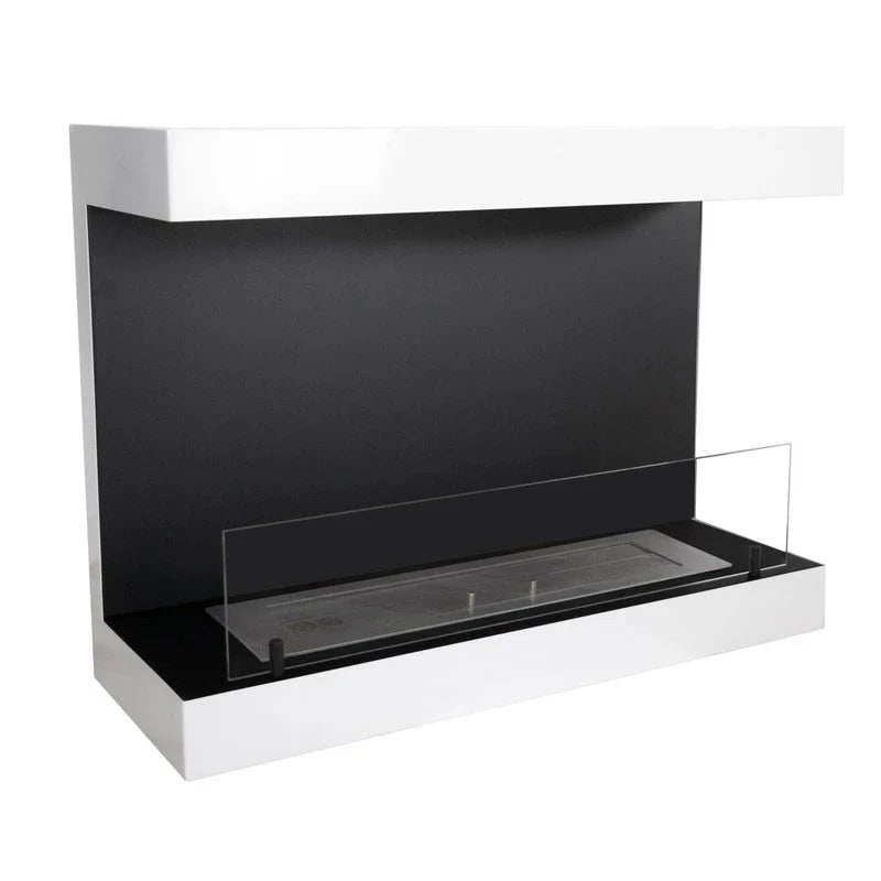 Dakota Alb - Biofoc de Perete pe Colț, 80 cm, 3 Fețe