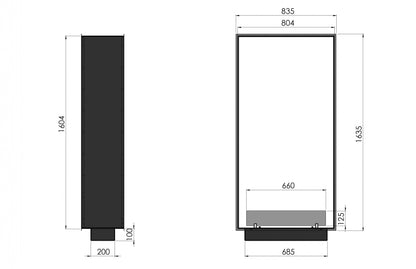 Șemineu cu bioetanol Infire 2 Side 1600 SLIM VERTICAL Rezervor 1,2 l