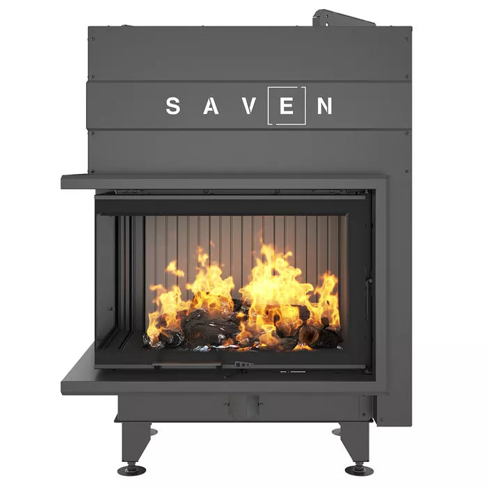 Șemineu SAVEN Energy Up 75х50х47L (15,1 kW) ECO Ghilotină - Sticlă laterală stânga - Negru
